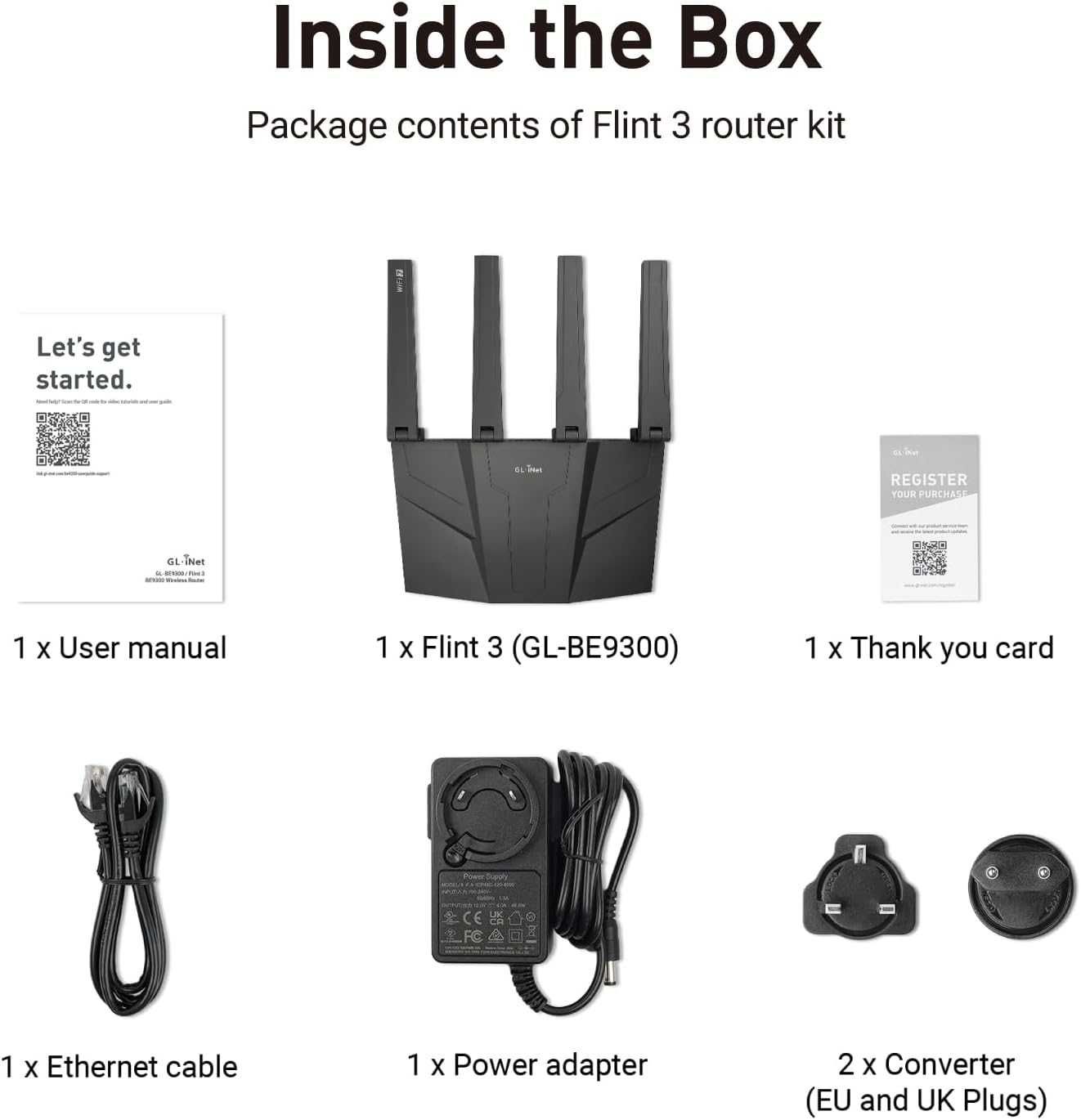 GL.iNet GL-BE9300 (Flint 3) Трибандов WiFi 7 рутер, 5 x 2.5G, MLO