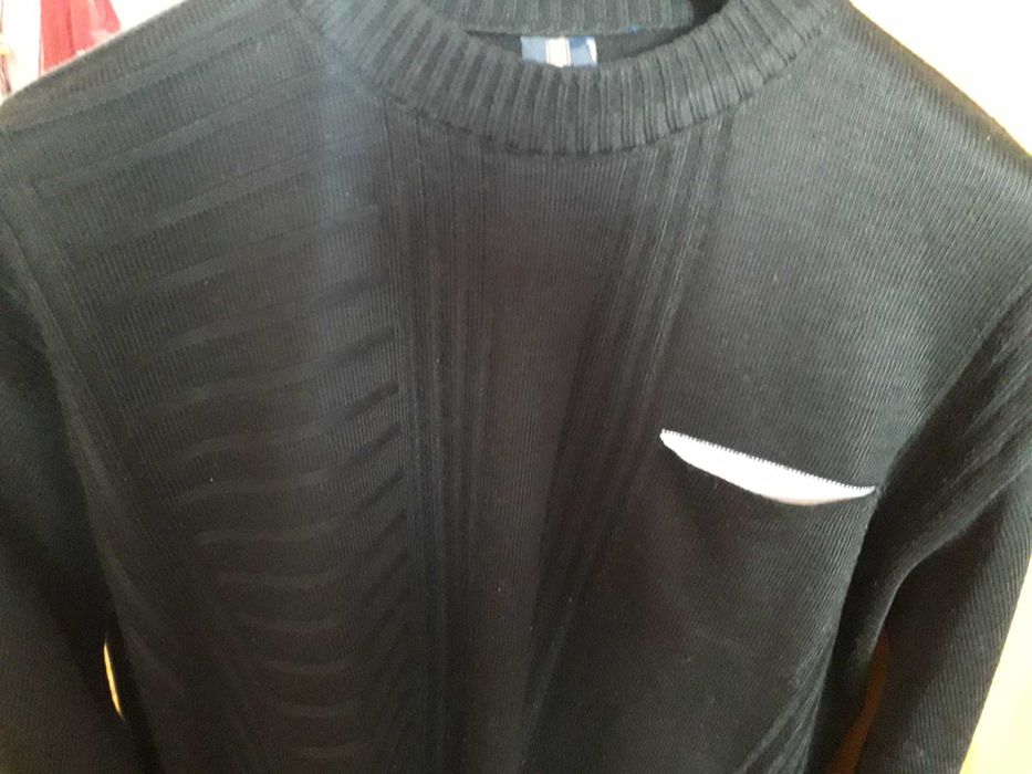 Мъжки черен пуловер /блуза/ с джоб голям размер 2XL, 3XL