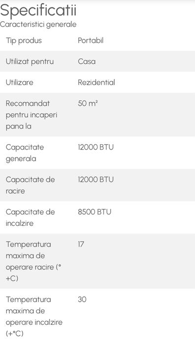 Aparat aer conditionat portabil Heber 2025 12000 BTU, nou , 1350 RON