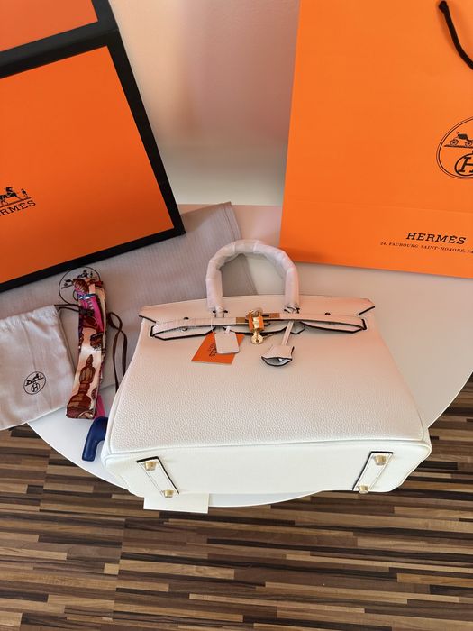 Geanta Hermes Birkin 35 Alb/Accesorii Gold