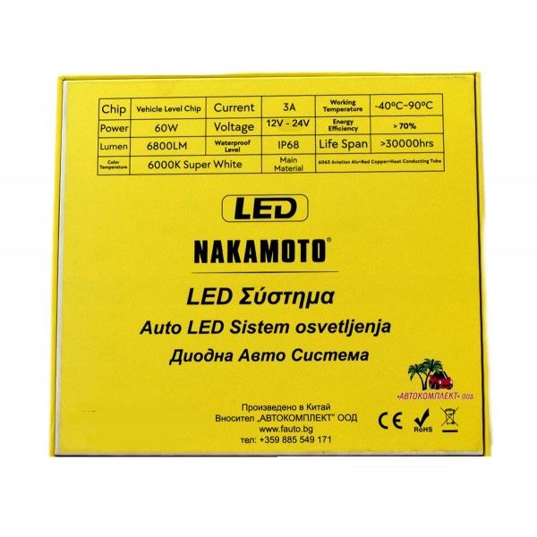 Лед / Led Крушки H-7,H-1,H-4,HB3,HB4 Nakamoto 60 W