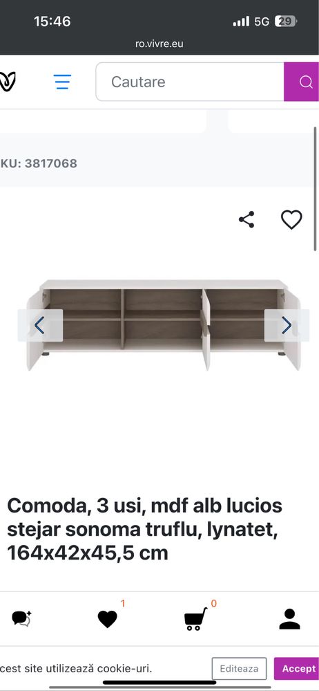 Comoda tv din MDF, soft close