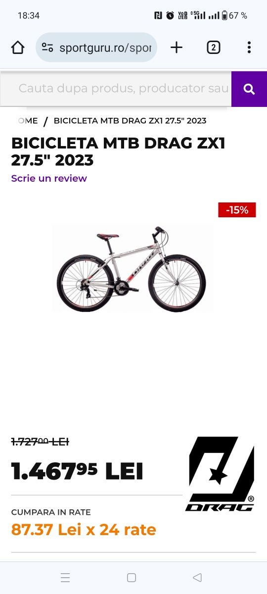 Bicicleta MTB DRAG ZX1