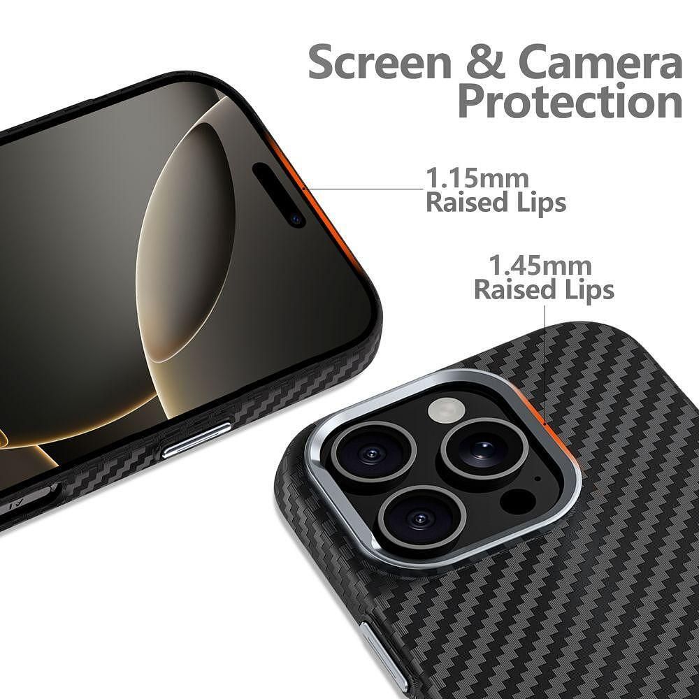 Калъф tech-protect ion carbon magsafe за iphone 16e – черен/сребрист