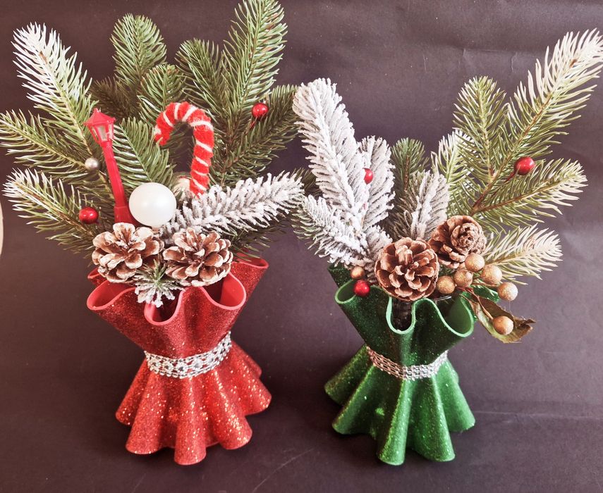 Vaze cadou de Craciun, handmade