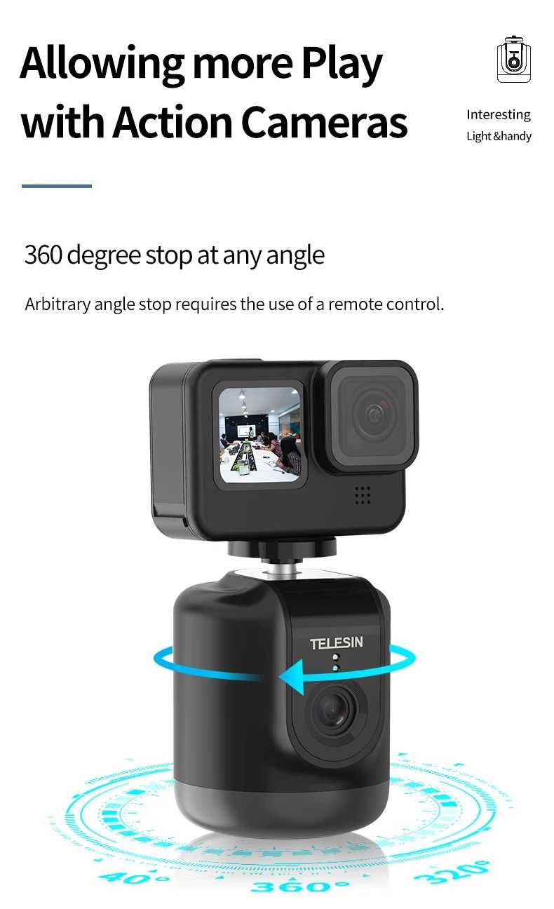 TELESIN Smart Shooting Gimbal Selfie 360° Auto Object Tracking