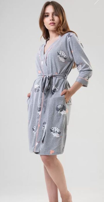 Нов дамски памучен халат S