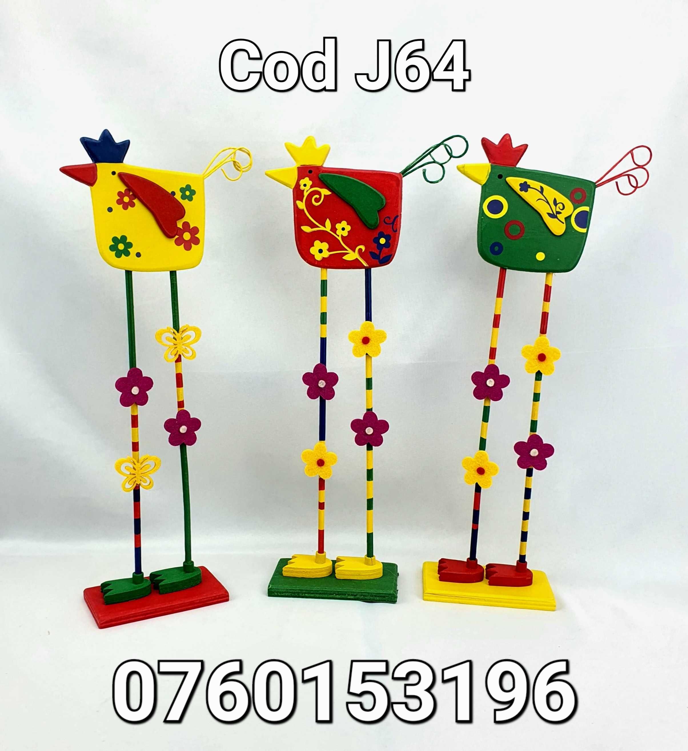 Ornamente gradina-Pasari colorate-Decoratiuni-Aranjamente din lemn-J64