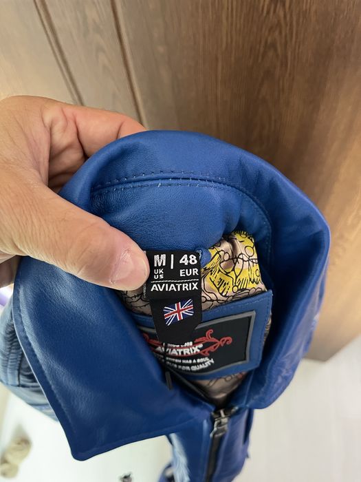 Мъжко Синьо Кожено Яке Aviatrix Пилотско Естествена Кожа Nike Jordan