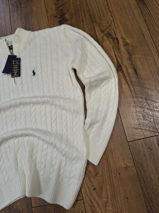 Pulover clasic, half Zipper, cable knit, RL