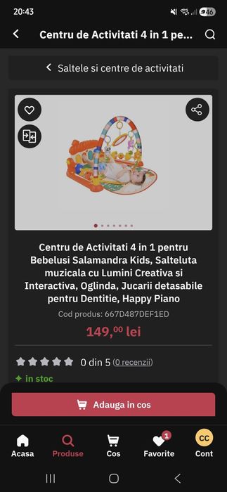 Centru de Activitati 4 in 1 pentru Bebelusi Salamandra Kids, Salteluta