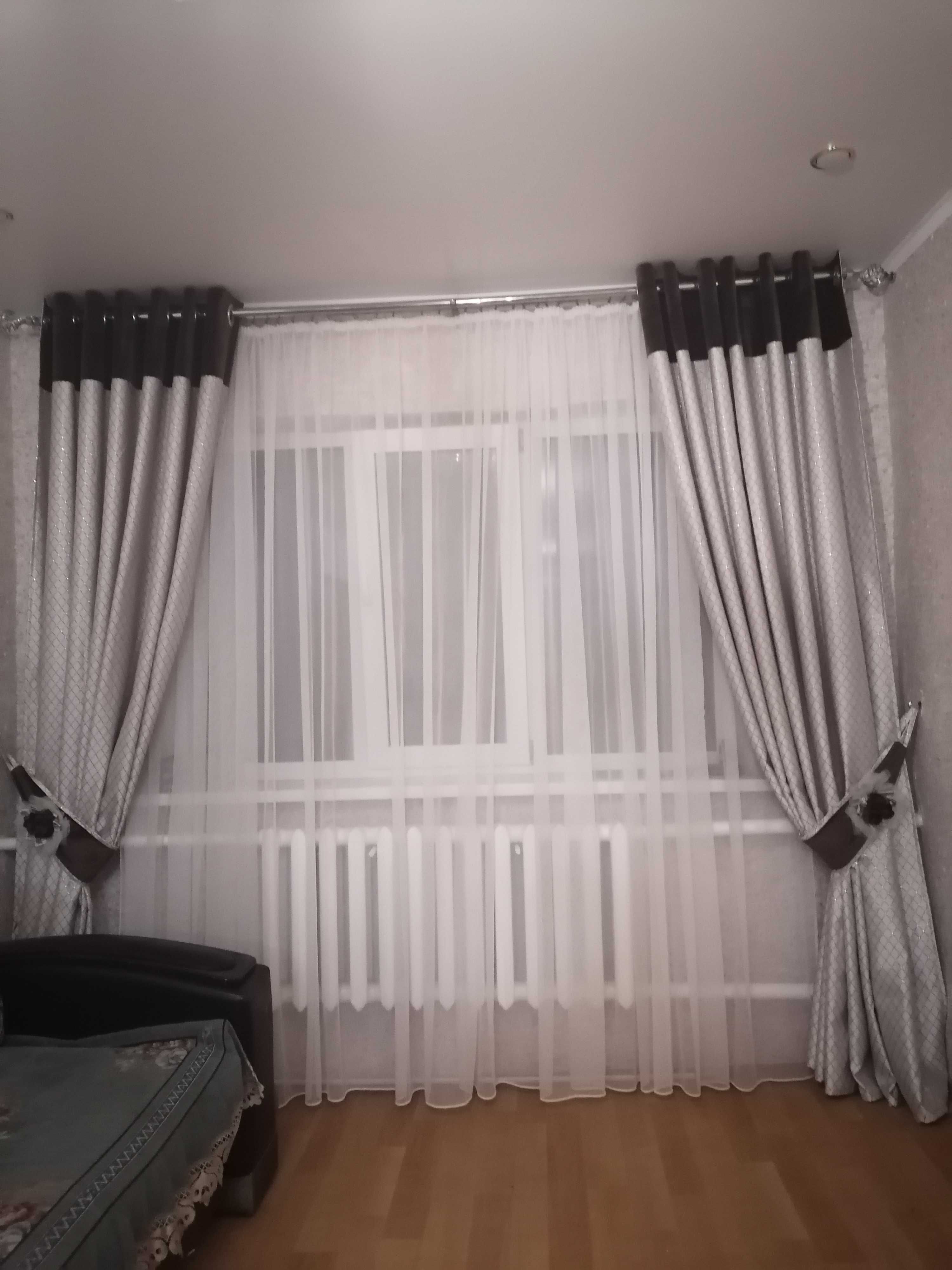 Шторы + тюль + карниз + подхват