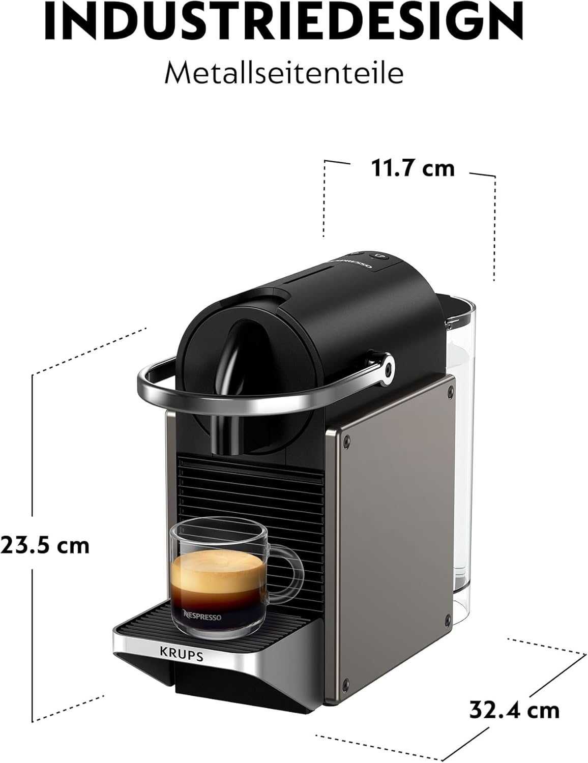 Кафемашина с капсули Nespresso Pixie, C62-EUTINE-S, 19bar, 0.7l, Titan