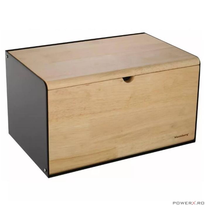 Cutie pentru paine, din oțel-bambus, negru, 35,5 x 21,5 x 19,5 cm,