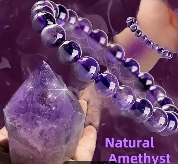 Brățară din ametist natural și argint