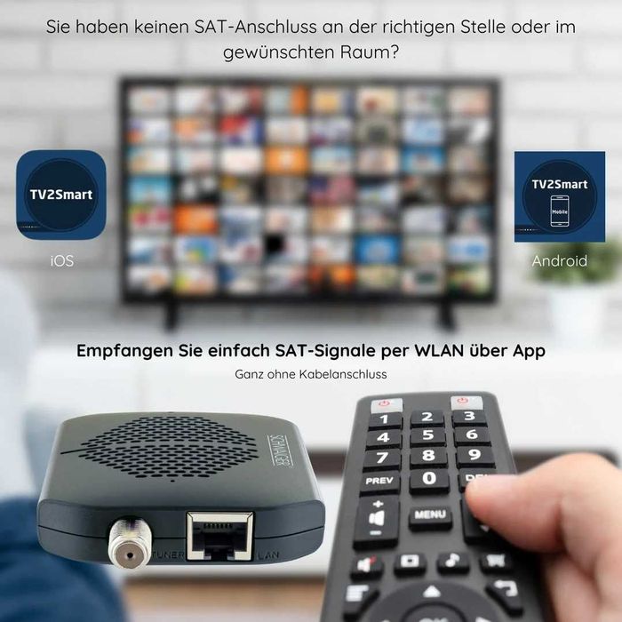 Dongle Receiver SAT HD SCHWAIGER DVB S2 Wireless cu WLAN si App