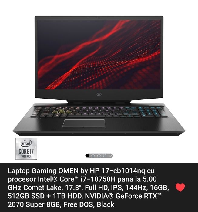 Laptop HP omen gaming 17"