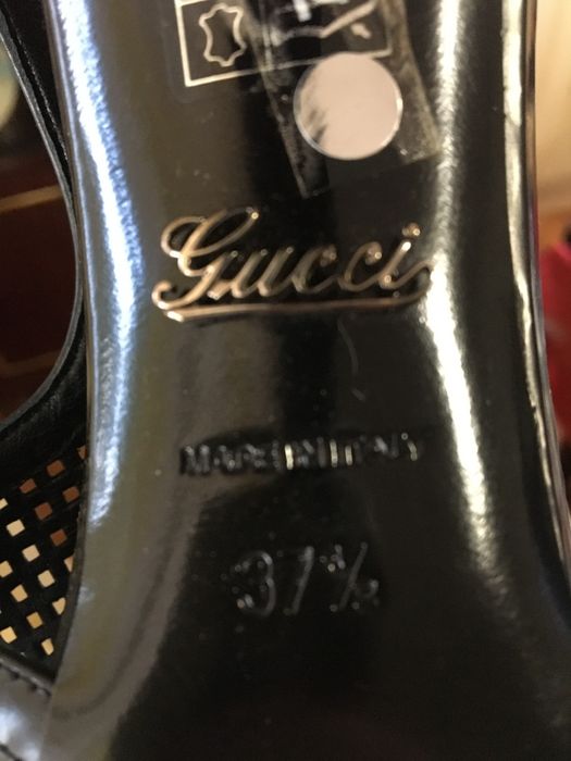 Sandale , botine 37 originale Gucci Black Perforated Leather Kim Platf