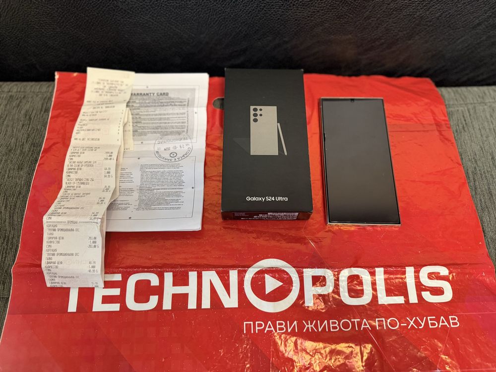 КАТО НОВ 512GB Samsung S24 Ultra 12GB Гаранция Technopolis до 2026