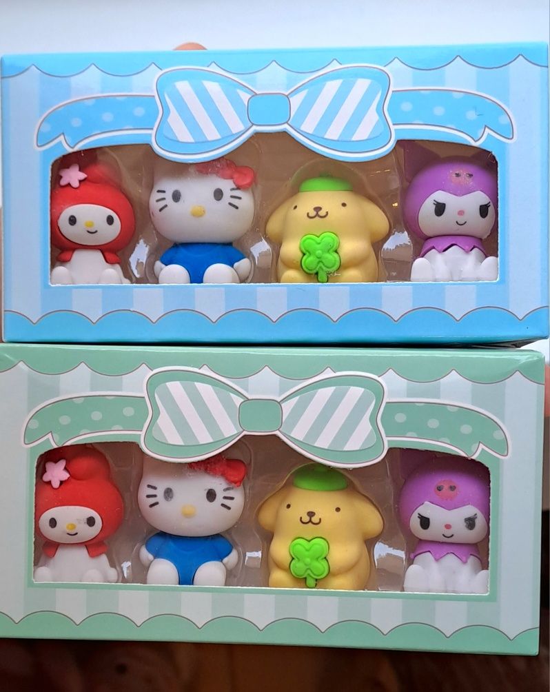 Set 4 gume de sters figurine kuromi cinnamoroll hello kitty