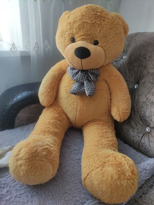 Мягкая игрушка Shopik мишка, высота 130 см, оранжевый