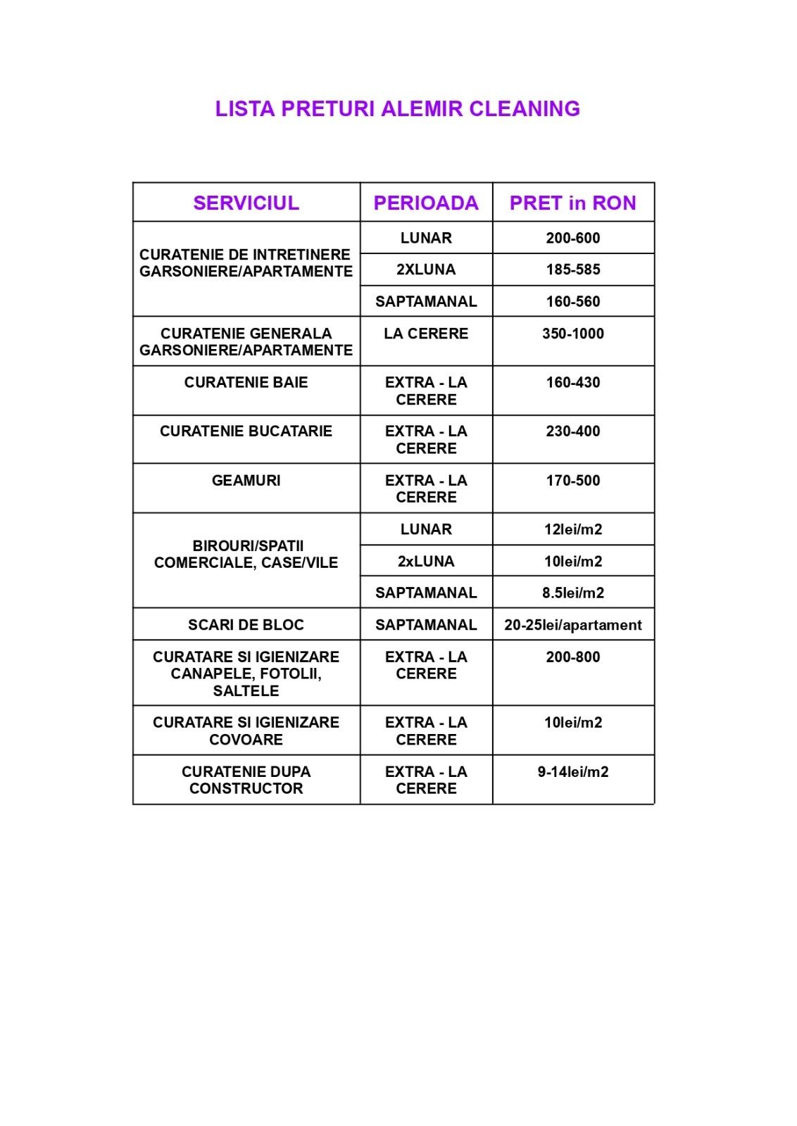 Servicii de curatenie profesionala