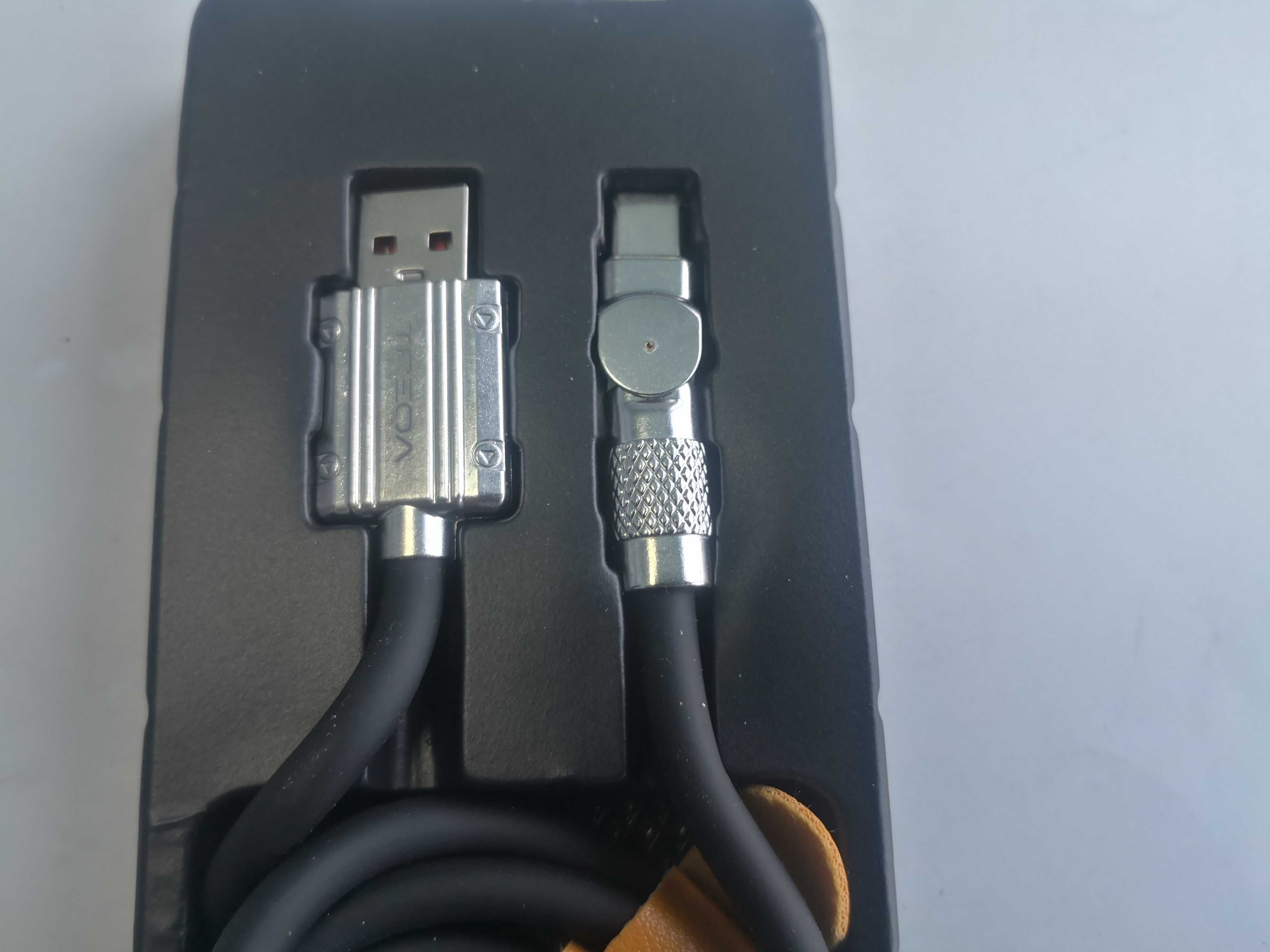 Cablu usb - micro usb/iphone/tip c de 120 W cu mufa rotativa