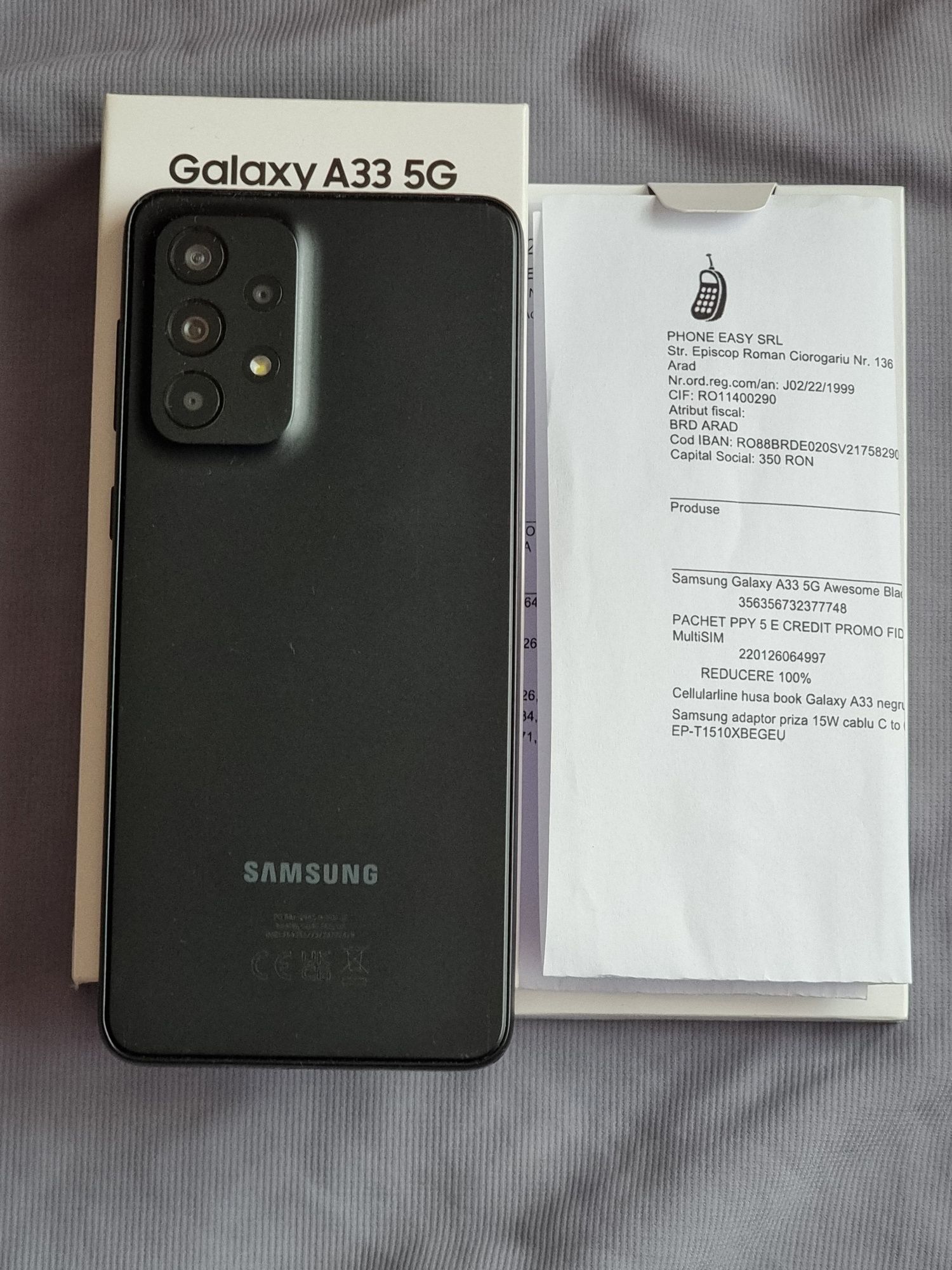 Samsung Galaxy A33 5G, Negru 128Gb, Liber de rețea, Garantie Orange!!!