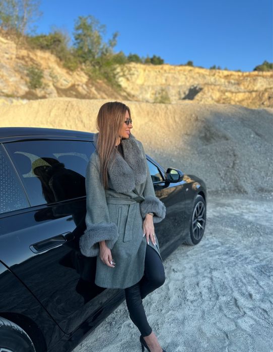 ПРОМО ЦЕНА Нови палта от алпака с естествен косъм лисица