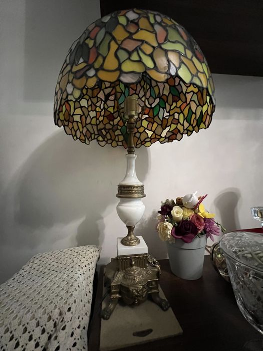Lampadar de colectie cu vitralii si marmura de murano