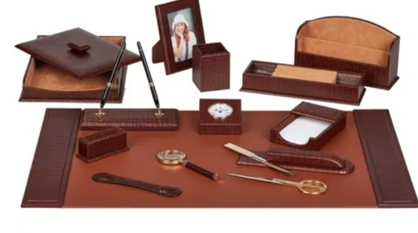 Набор настольных экскюзивний офисный кожаный, 13 предметов, CROCODILE,