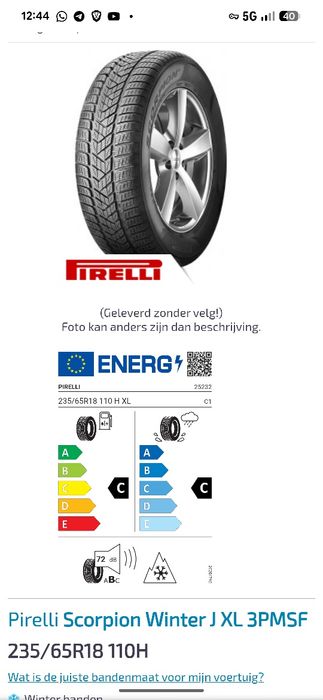 Vând 4 anvelope noi Pirelli Scorpion Winter 235/65 R18 110H DOT 2022,