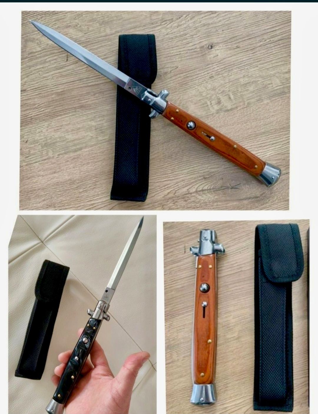 Briceag Stileto, cuțit Italian 34cm + Husa Cadou cuțit vânătoare