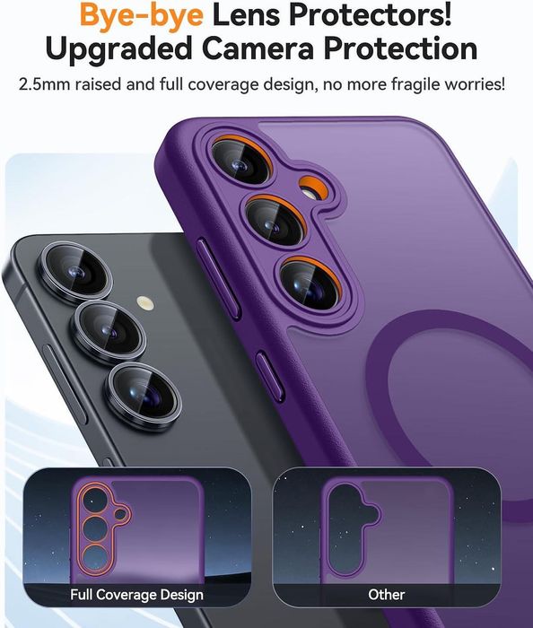 Матов magsafe кейс за samsung galaxy s25+ plus - лилав