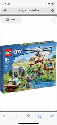 LEGO City Operatiunea de salvare a animalelor 60302, 525 piese. NOU!
