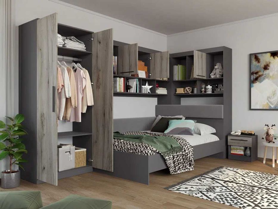 Set Dormitor Colt Lucio C8 Gri / Lemn