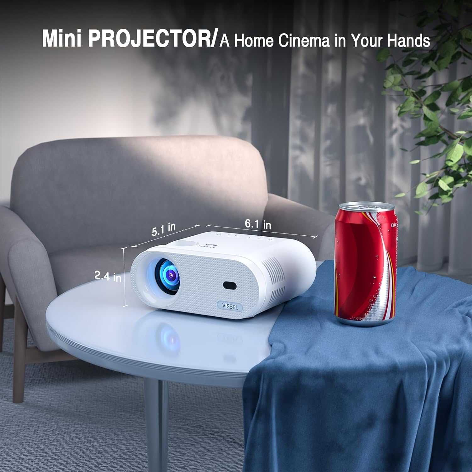 Мини-проектор с поддержкой VISSPL 1080P-‎USB, HDMI, аудиоразъем 3,5 мм