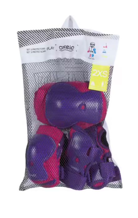 Set 3 protecţii role/skateboard PLAY Roz Copii