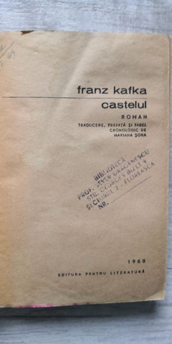 Kafka - Castelul, Editura pentru literatură, 1968