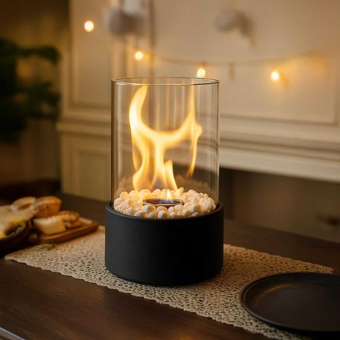 Semineu decorativ portabil pe bioetanol 28x16 cm fara fum sau miros