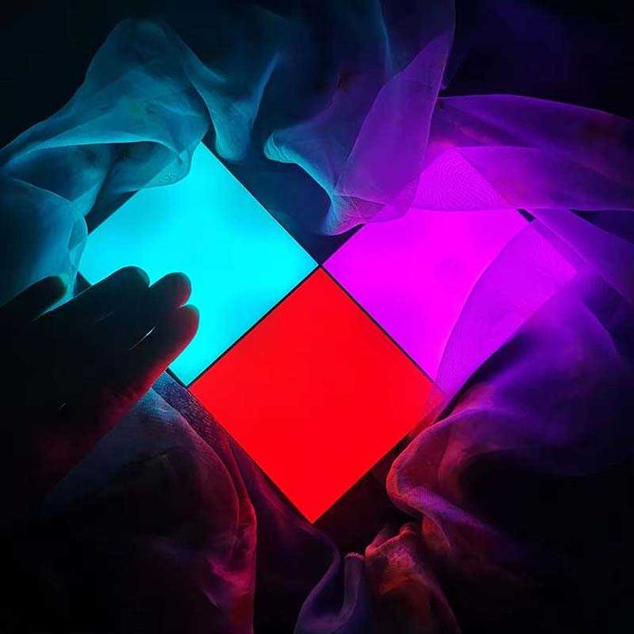 Set 6 panouri luminoase patrate, Multicolor dimabil, Actionare touch