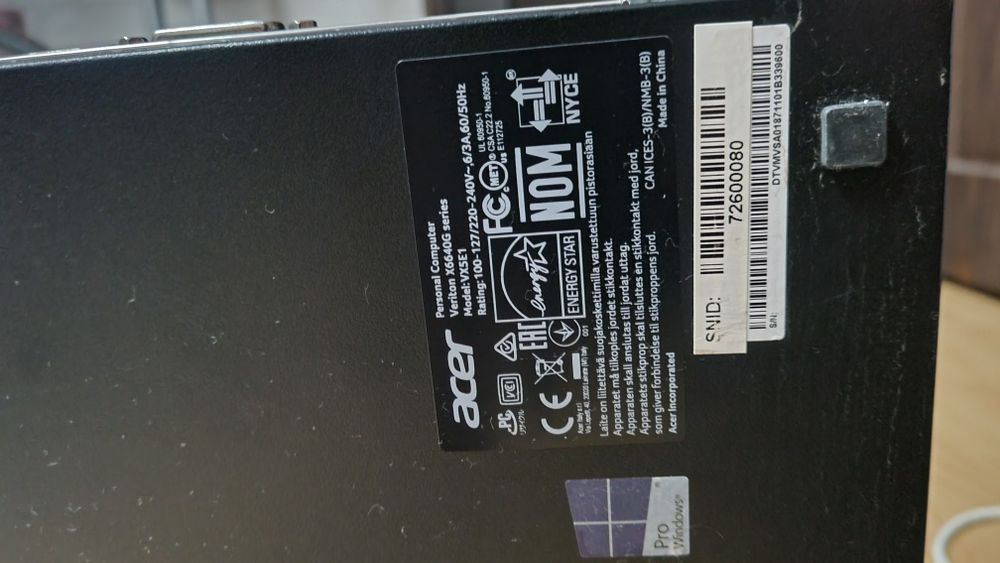 Mini PC Acer i3 6100/8GB RAM/HD7570 1GB/SSD 120GB/SFF/LOW Profile