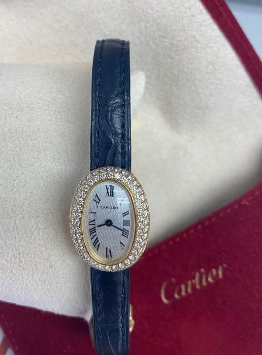 Cartier 18k Baignoire factory diamonds дамски часовник