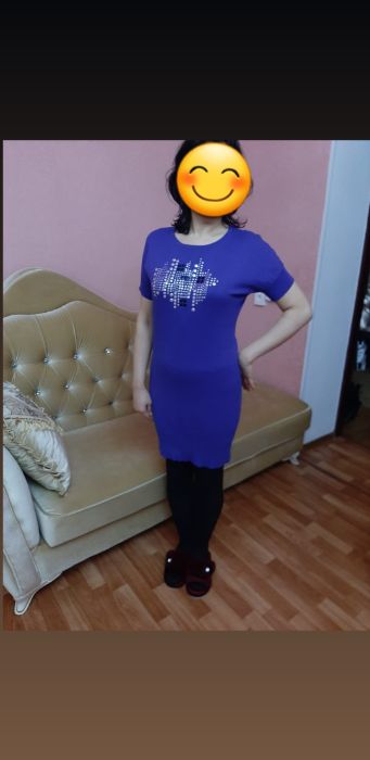 Туника глубокого яркого синевого цвета. Новая. Размер 42-44