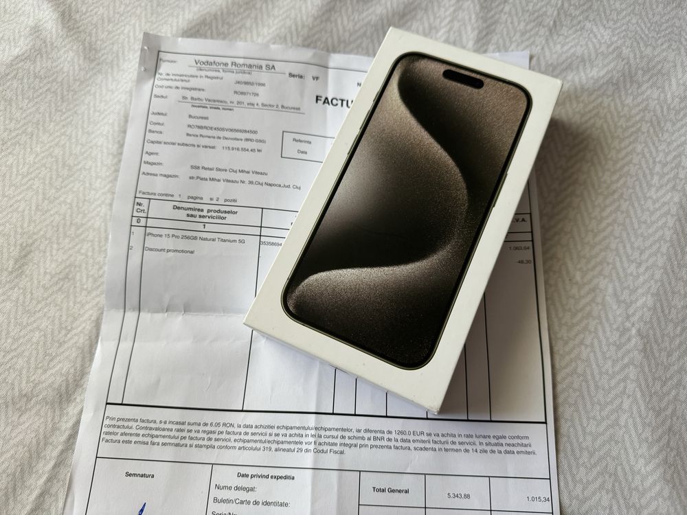 iPhone 15 Pro 256gb Natural Titanium nou factura si garantie 2 ani