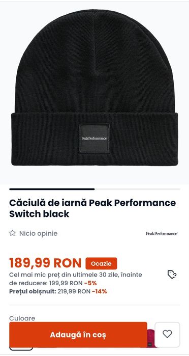 Caciula iarnă, hat Peak Performance Sswitch hat One Size, unisex, lână