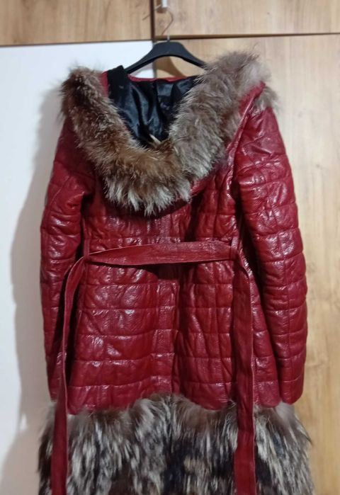 Зимно яке естествена кожа с яка от норка