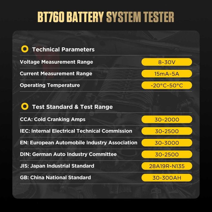 Тестер за акумулатор с принтер, AUTOOL BT760