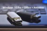 Stick bootabil Windows 10 Pro, Office si antivirus cu licente retail