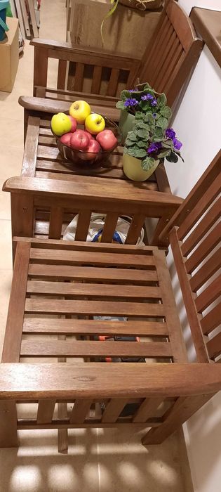 Banca de gradina, din lemn, cu spatar, natur, 165 x 62 x 90 cm